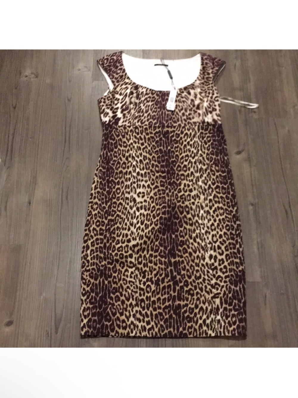 Elie Tahari Leopard Print Cap Sleeve Midi Dress - Brown/Tan/Black NWT